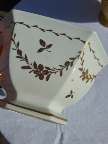 jolie coupe en porcelaine blanche et dorure MEHUN decor floral - Afbeelding 11 van 11