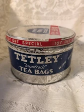Tetley Tea bags vintage tin can food storage