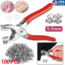100 Pcs Snap Fastener Kit 9.5mm Press Studs with Pliers for Fabric Craft Clothes