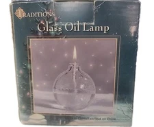 Traditions Glass Oil Lamp Hand Blown Glass Cotton Wick