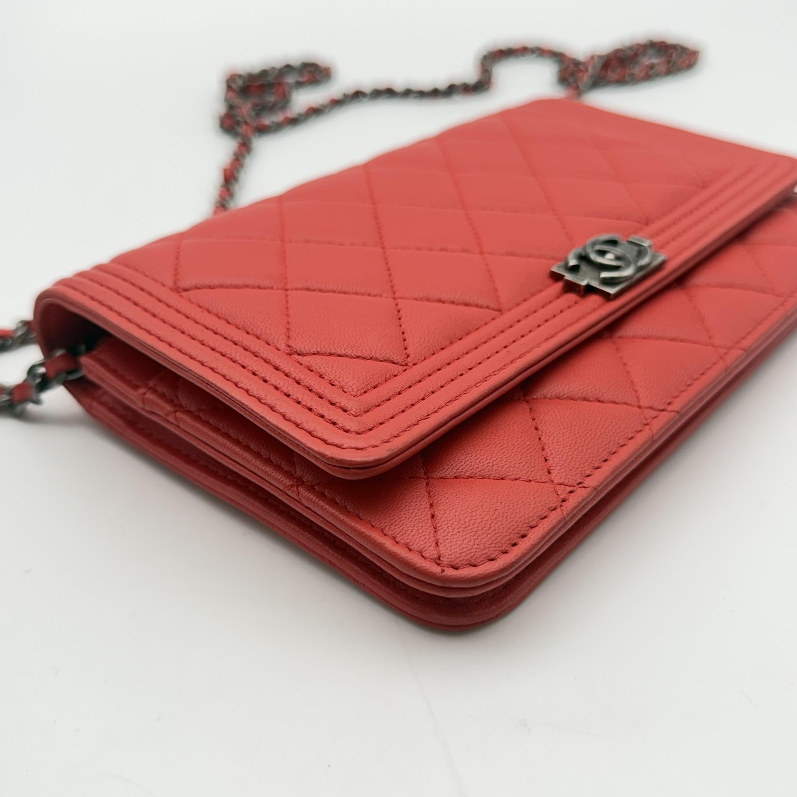 Chanel Boy Wallet on Chain Red Lambskin Ghw - ## image 5