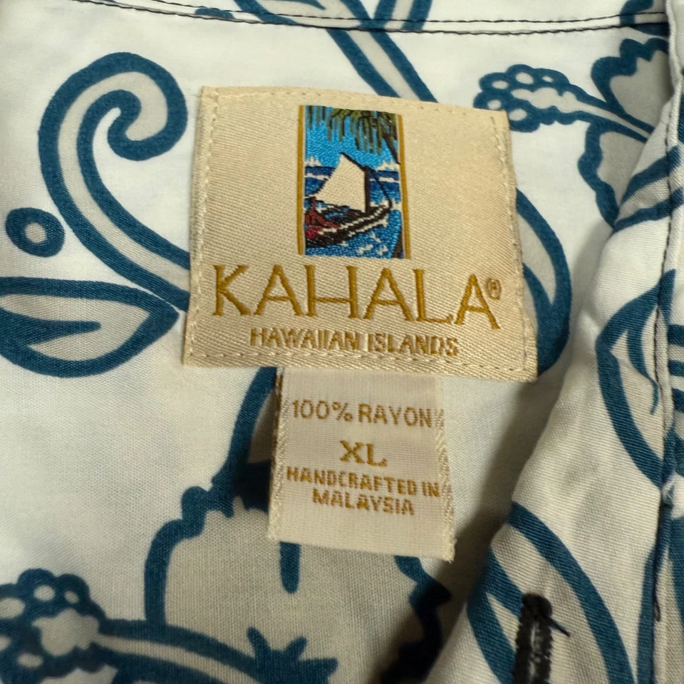 Винтажная гавайская рубашка Kahala rayon Hula Girl Tiki 90-е XL лагерная мужская aloha - Изображение 4 из 4