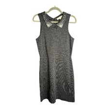 LOFT Gray Sleeveless Sweater Dress w/ Pearl Collar Size Small