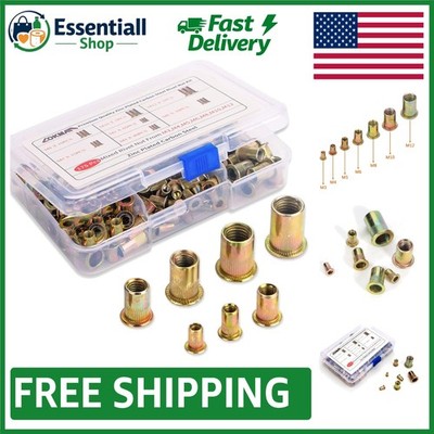 Professional 175PCS Carbon Steel Rivet Nut Kit with Assorted M3 to M12 Sizes