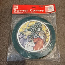 Vintage Ballonoff Stove Burner Covers Set Of 4 Two Sizes USA  Christmas Theme