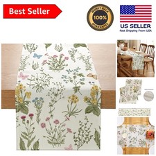 Spring Floral Table Runner 13x72 Inch - Vibrant Wildflowers for Dining Elegance