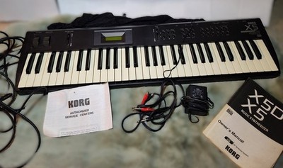 KORG X5 Music Synthesizer Keyboard 61-Key   Vintage Keyboard MANUAL, AC ADAPTER