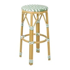 Bolero Rattan Bar Stools Light Green Parisian Style PE Indoor Outdoor - Set of 2