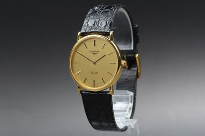 Longines 150 7229 Presence Gold Round 32mm Quartz Herrenuhr JAPAN Near Mint