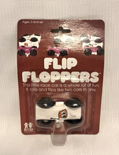Vintage TOMY Flip Floppers White Race Car Wind Up New On Card