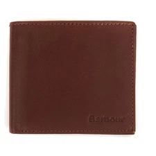 New Mens Barbour Brown Tartan Colwell Slimline Leather Bifold Card Case Wallet