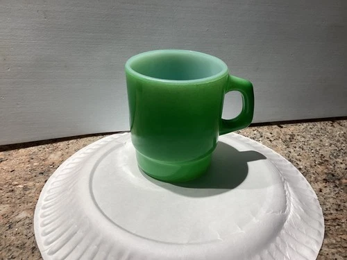 Vintage Fire King Green Stackable Coffee Mug Anchor Hocking G7