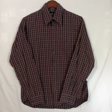 Hugo Boss Mens M Long Sleeve Button Down 100% Cotton Checker Shirt