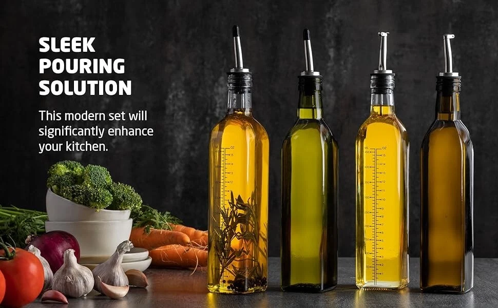 Oil and Vinegar Dispenser Set 17 Oz Olive Oil Vinegar Set With 4 Pouring Spouts