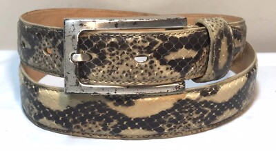 Fossil Ladies Brown Snake Embossed Leather Upper Belt Sz M 1  display picture 2