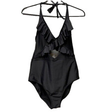 Aerie One Piece Swimsuit Size Small Ruffle Color Black Full Coverage Swimwear