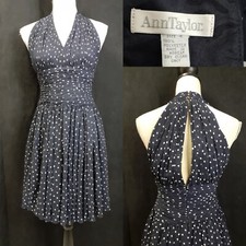 Ann Taylor XS 80s 90s Pretty Woman Polka Dot Dress Diana Duchess Kate Polo Money