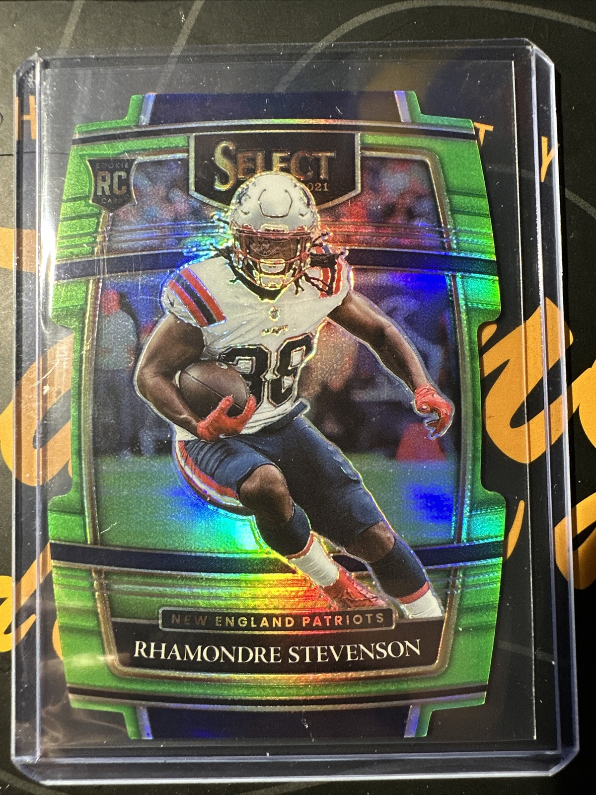 RHAMONDRE STEVENSON  2021 SELECT #75 LIME GREEN PRIZM DIE-CUT RC #/349  PATRIOTS