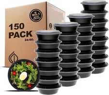 150 Sets Meal Prep Containers with Lids Disposable Take Out Food Container 24 OZ