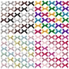 Mini Satin Bows 30Pc Mixed Sets Small Tiny 3cm Pre-Tied Ribbon Sewing Card Craft