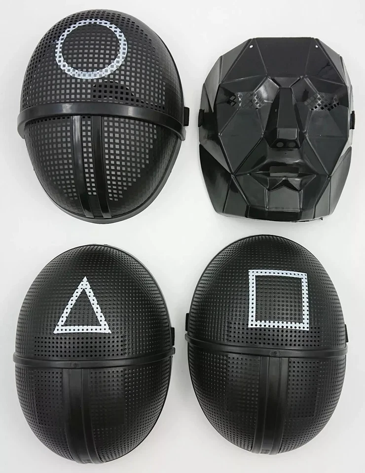 4 pcs GAME MASK FRONT MAN BOSS TRIANGLE SQUARE CIRCLE GUARD WORKER FANCY DRESS