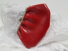 Vintage Red Black Snap Purse Coin Wallet Clutch 5 inch x 3 inch