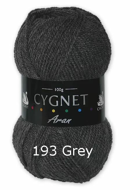 Cygnet Aran 193 Grey 100g Wool Yarn