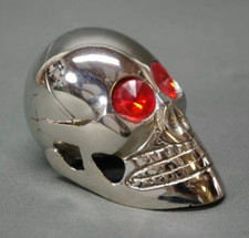 Solid Metal Red Eyes Skull Voodoo Silver Chrome Head Handle for Walking Canes
