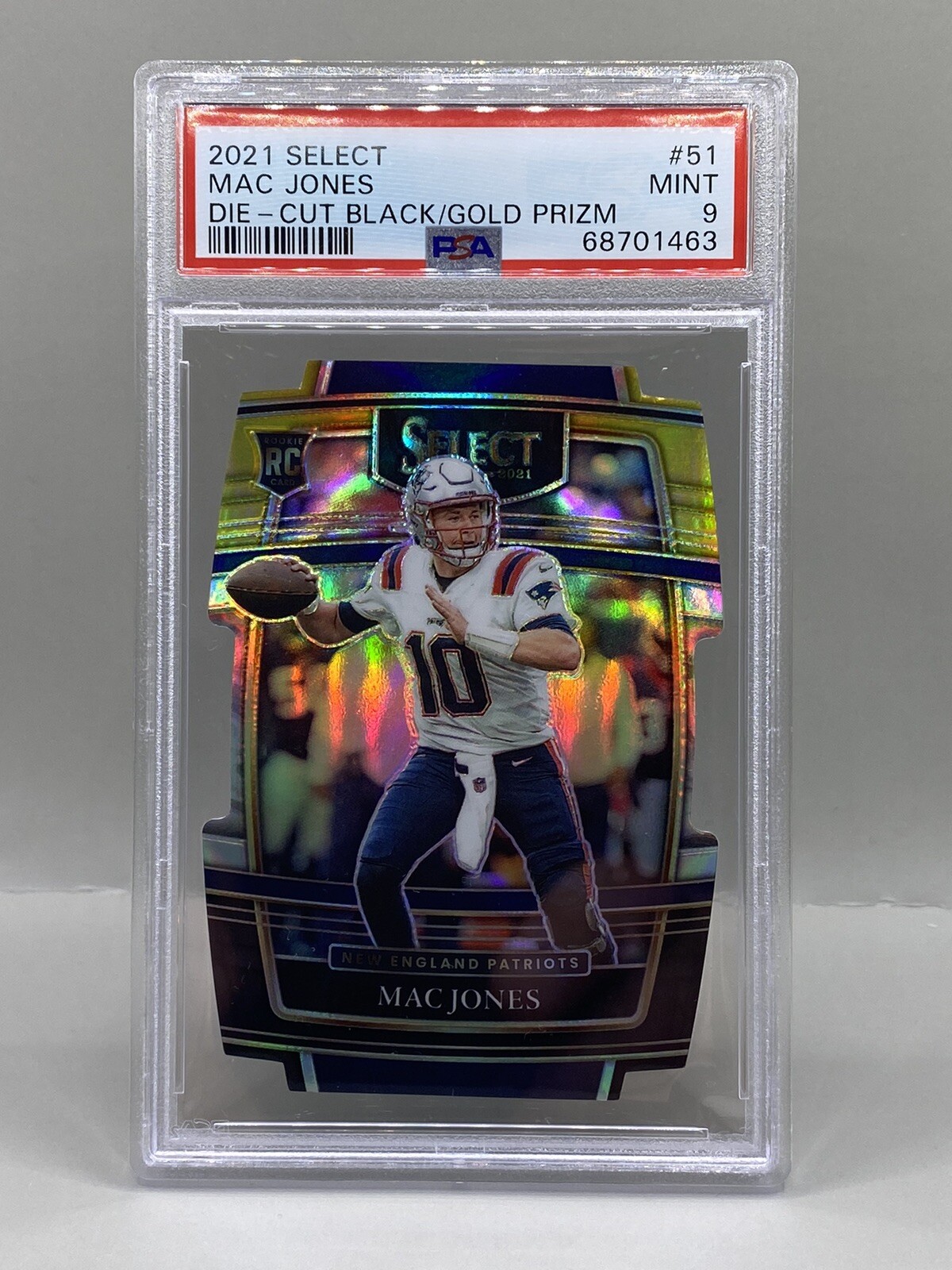 2021 Panini Select Mac Jones RC Die Cut Black Gold Prizm PSA 9 MINT #51 Pop 11