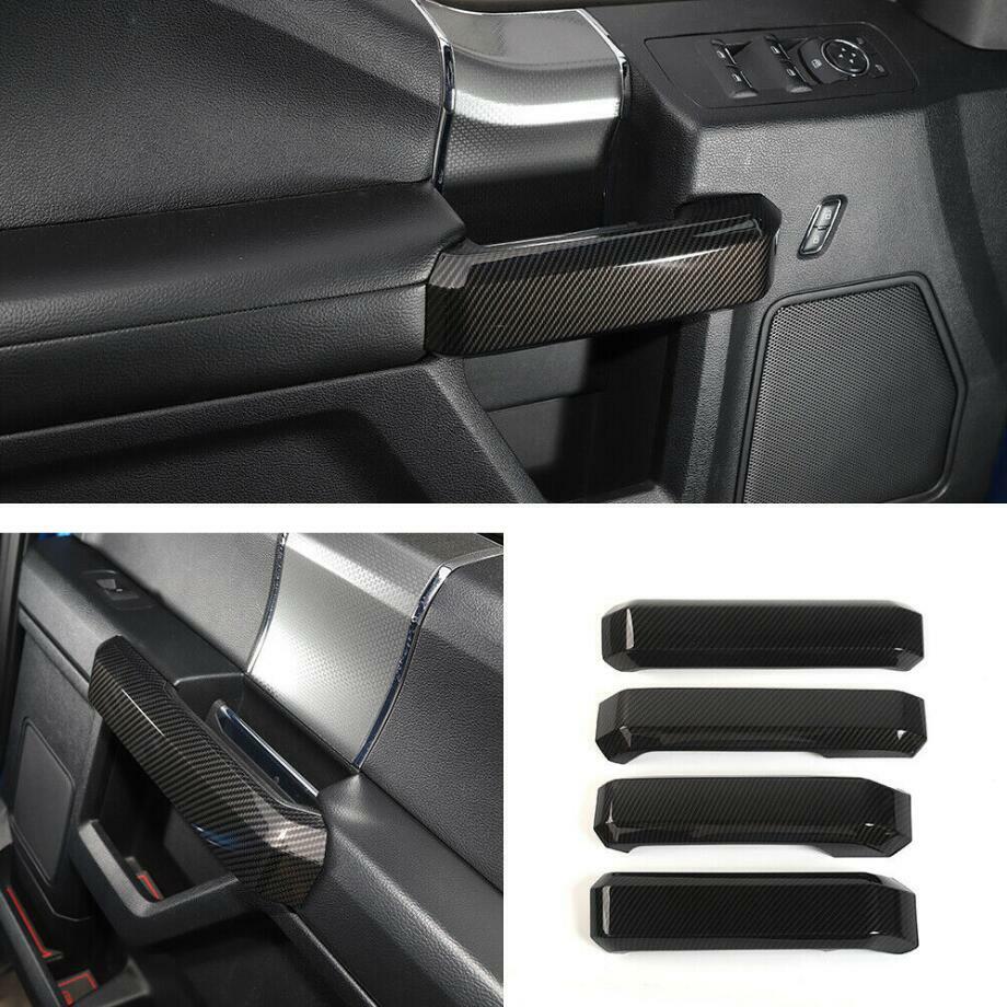 Carbon Fiber ABS Interior Door Handle Frame Cover Trim*4 For Ford F150