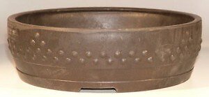 Pot rond en grès pour bonsaï 15,5x15,5x4 cm - B121