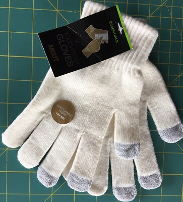 MIXIT TOUCHTECH GLOVES CREAM with Heather Gray Tips WOMEN & TEENS NICE GIFT NWT