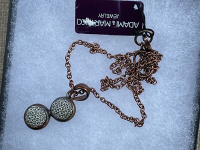 Adami & Martucci Women Necklace Bronze Tone Mesh Pendant Double Circle 