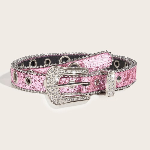 Women Western Rhinestone Belt Cowgirl Studded Bling PU Leather Jeans Waistband # - Picture 8 of 18