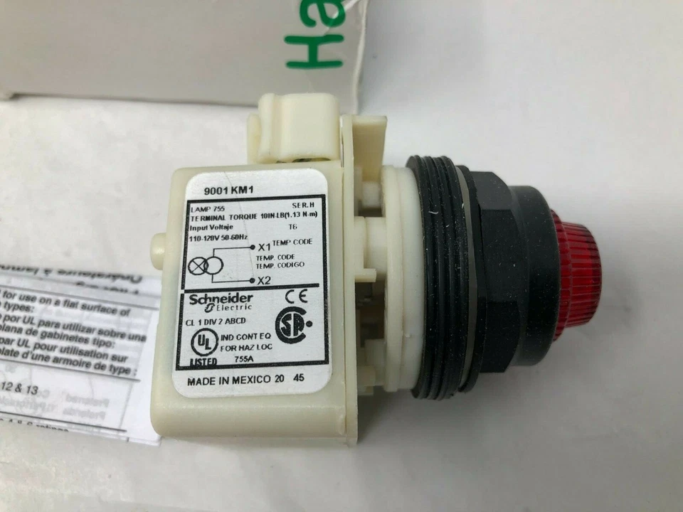 NEW Square D 9001SKP1R31 Incandescent Round Pilot Light Red 30mm 110-120VAC  - Image 3 of 3