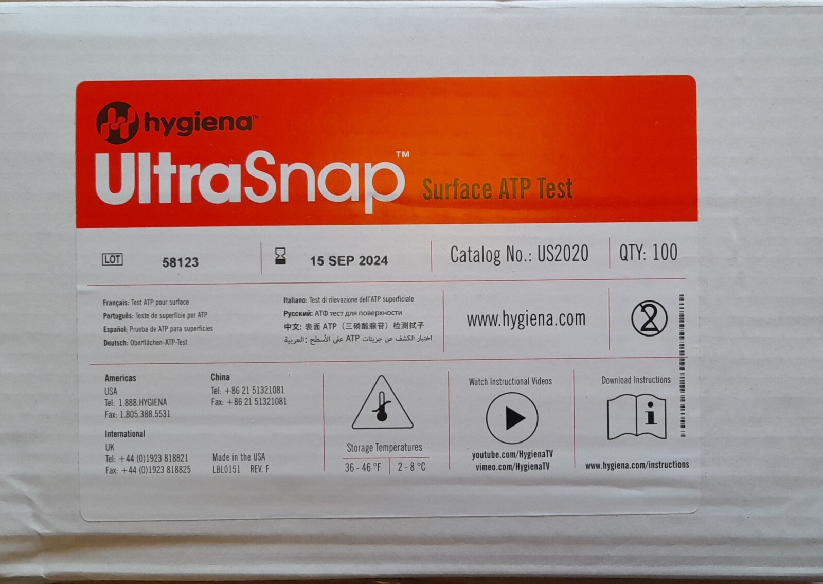 Hygiena UltraSnap ATP Surface Test 100 Swabs Expiry Date Sept 2024 eBay