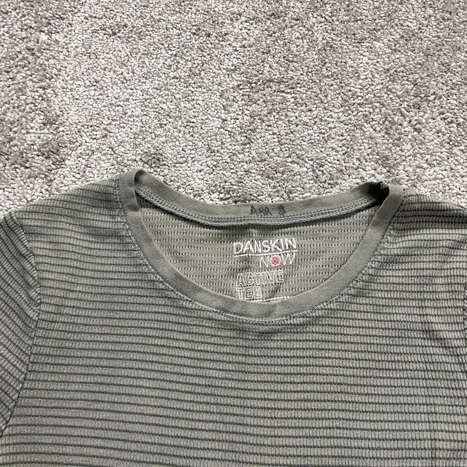 Camiseta Danskin Active Jóvenes Niñas Pequeña Gris Tejido Gofre Cuello Redondo Manga Larga Top Foto 3 de 4