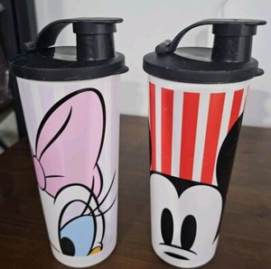 8PCS Disney Tupperware 16OZ Tumblers + Flip Top Lids & Bowls + Lids