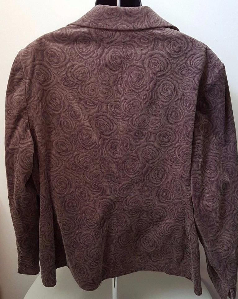 Jones New York Womens Blazer Jacket Coat Size 18W Purple Gray Floral Velor FEEL - Image 3 of 3