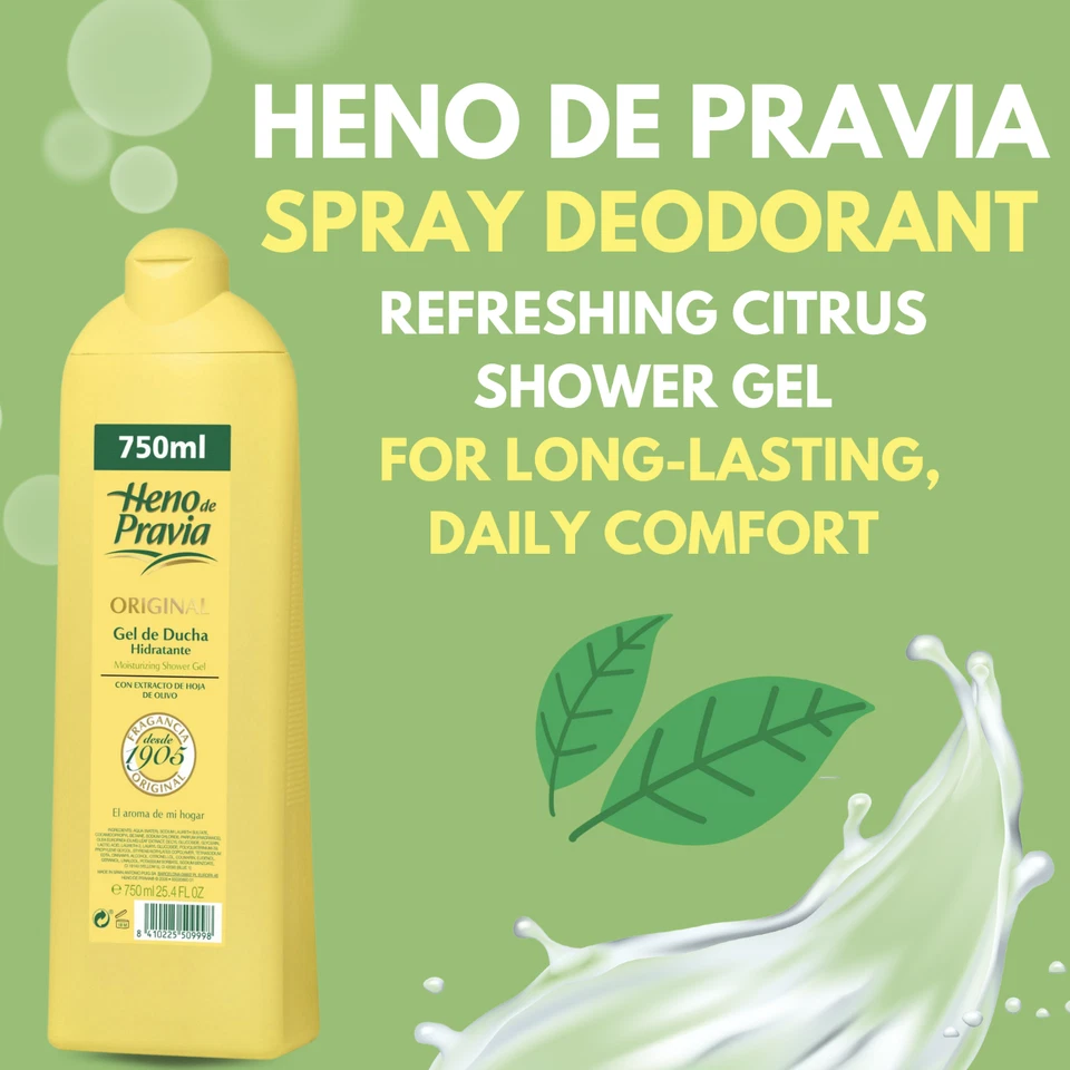 Gel de ducha original Heno de Pravia - aroma clásico, 25,4 fl oz (paquete de 2) Foto 4 de 4
