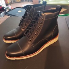 Helm Boots Mens 11.5 EE Black Leather Lou Teak Lace Up Cap Toe  VGUC $300