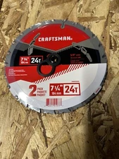 Craftsman 7-1/4" 24 Tooth Carbide Circular Saw Blade 2pack CMAS372524 NEW