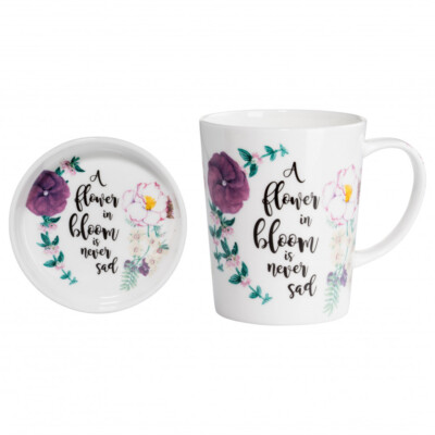 Maxwell & Williams Royal Botanic Garden Becher mit Untersetzer Flower Bloom, ...