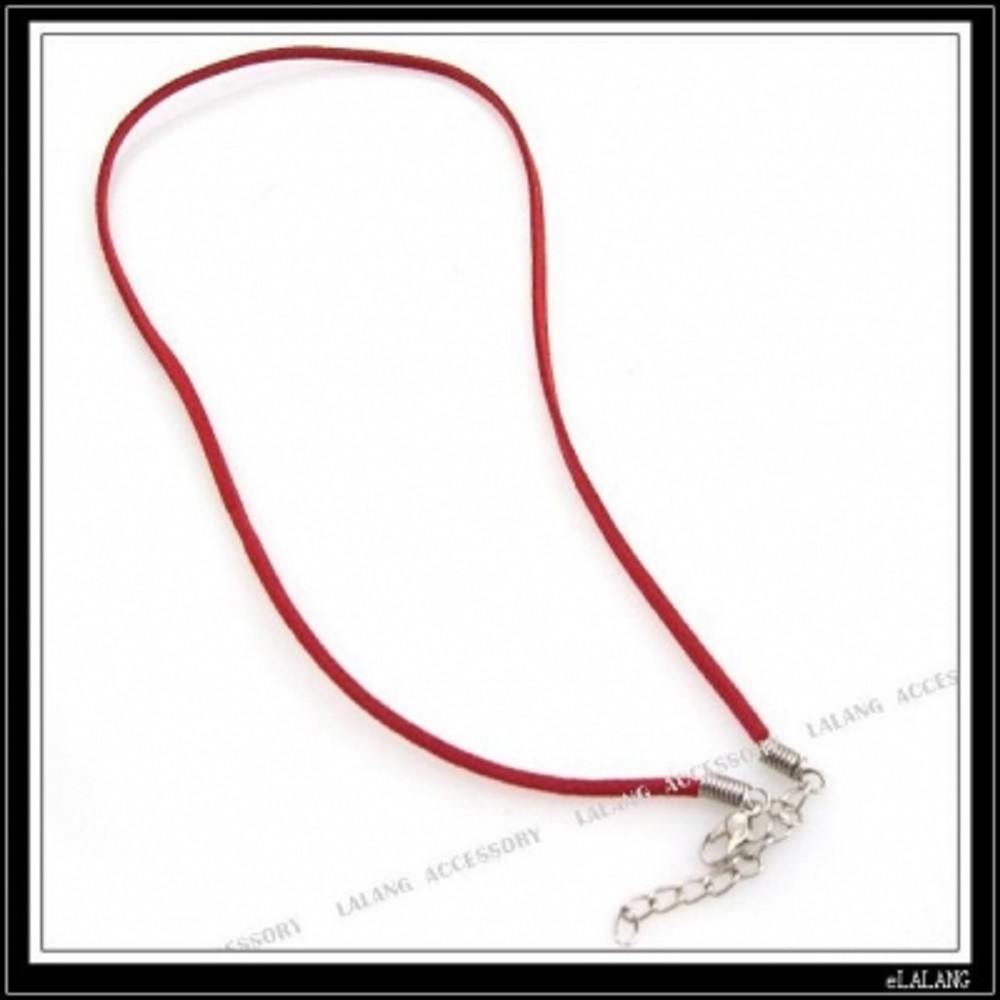X Red Velvet Faux Suede Cord necklace with Silver Clasps 45cm