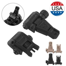 Folding Back Up Iron Sight Tactical Picatinny Rail Flip Up Front Rear Sights Set