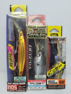 SET-DHSM6 3pc MIXED Duel Hardcore 110S Heavy Sinking Minnow +Sashimi Deep Crank