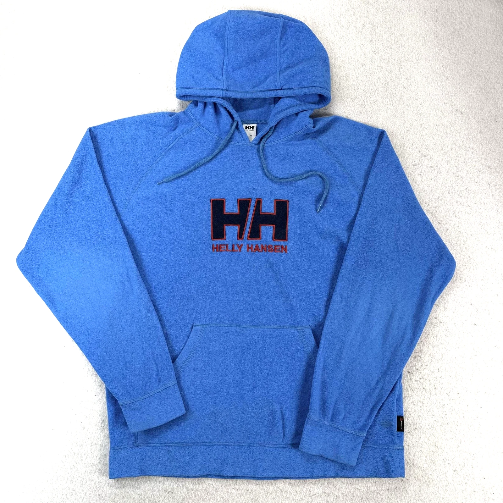 Helly Hansen Hoodie Mens XL Blue Polartec Fleece Pullover Outdoor Logo