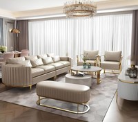 Ledersofa Sofa Couch Polster 5Tlg. Wohnzimmer Set Garnitur Couchen Set Polster