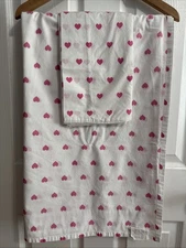 Pottery Barn Kids Twin Flat Sheet & Pillowcase  Pink Hearts 100% Organic Cotton