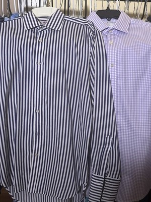 T.M. Lewin Dress Shirt Lot  Of Two Mens 16 -:35 Stripe  Non Iron
